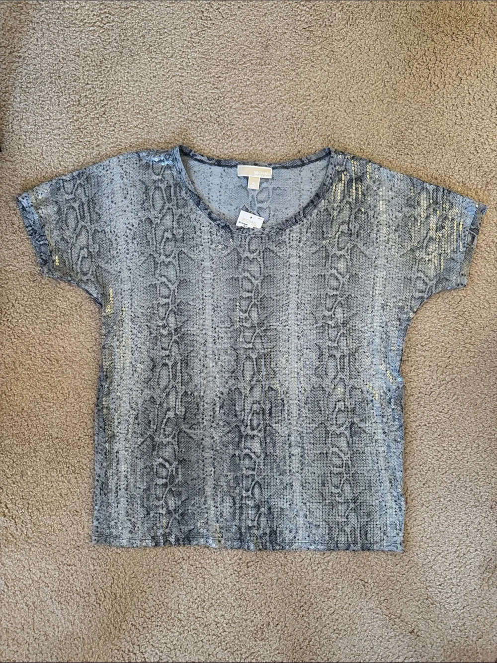 NWT Michael Kors Snake Print Sequin Top